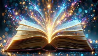 Illustration of a mystical book radiating knowledge